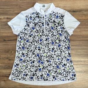 Callaway Ladies Golf Quarter Zip Shirt Mesh Detail Floral Print Large